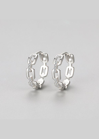 Срібні S925 сережки круглі з камінням фіанітів, срібні кульчики круглі на кожен день, сережки ланцюг подарунок дівчині СС8 Etre (292401692)