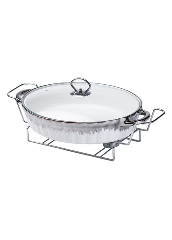 Мармітниця керамічна овальна 2 л зі скляною кришкою, хром Yiwu (323641358)