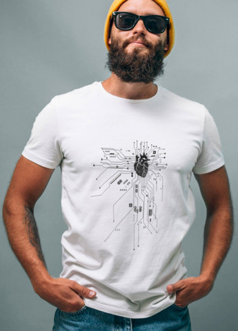Біла футболка біла чоловіча "engineering heart" Ctrl+