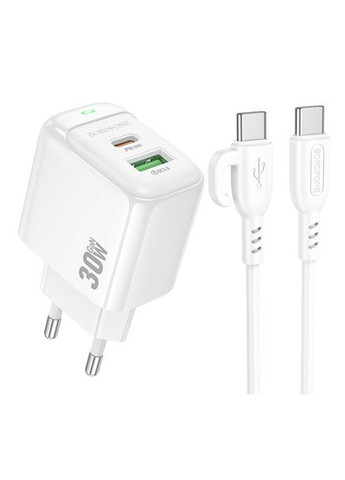 Сетевое зарядное устройство BAS45A 30W/1USB + 1USB-C + Type-C White Borofone (330243119)