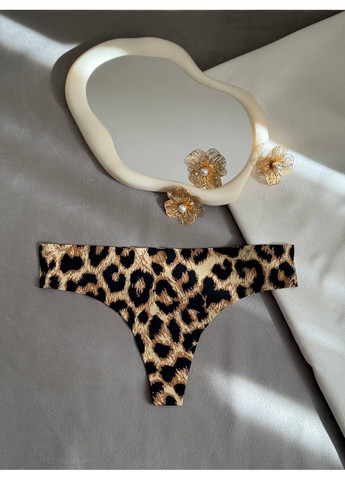 Бесшовные трусики стринги леопардовые комплект 3 штуки принт леопард женские трусики-стринги трусы набор стрингов для девочек No Brand Стрінги (372041633)