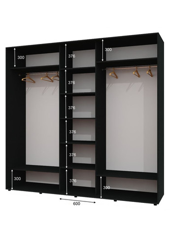 Шафа-купе тридверна 240*60*240 Антрацит Дзеркало з піскострумним малюнком ШК-04 Алекса (360478278)