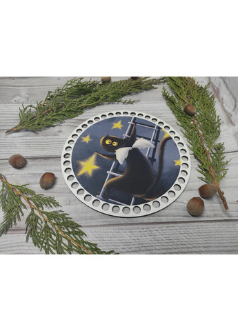 Круглое донышко с рисунком для корзин (ХДФ) Кот звезды No Brand (361204027)