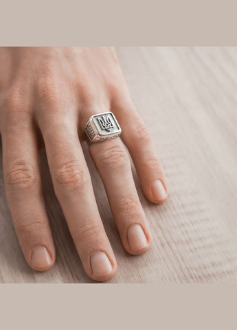 Чоловіча печатка срібна з Тризубом — гербом України та чорнінням Каштан (342335145)