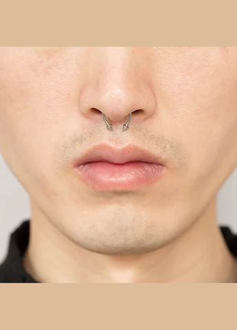 Кліпса септум з нержавіючої сталі на магніті для носа 5 насадок срібний No Brand (323652824)