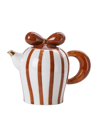 Чайный сервиз на 6 персон с керамической подставкой, Коричневый с белым Yiwu (362455928)