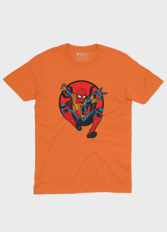 Помаранчева демісезонна футболка для хлопчика з принтом супергероя - людина-павук (ts001-1-ora-006-014-075-b) Modno