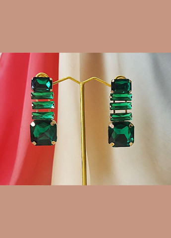 Сережки вечерние Большие зеленые камни No Brand (327419568)