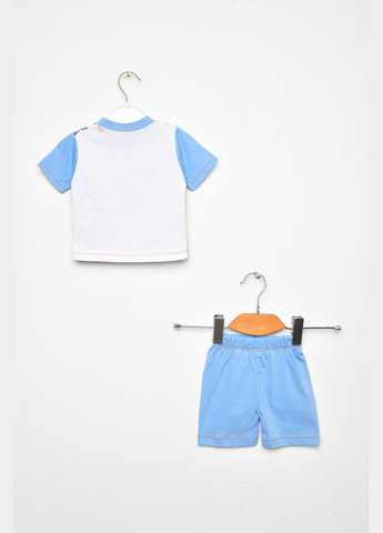 Голубой летний костюм детский для мальчика голубого цвета с шортами Let's Shop