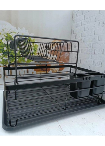 Сушарка для посуду KM-0757 43х16х32.5 см чорна Kamille (336148036)