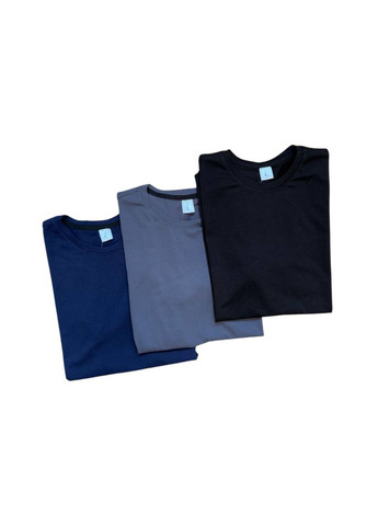 Набор футболок хлопковых женских 3 шт. черный/серый/темно-синий FT1 Ananasko - (344589849)