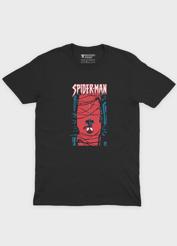Чорна демісезонна футболка для дівчинки з принтом супергероя - людина-павук (ts001-1-gl-006-014-033-g) Modno
