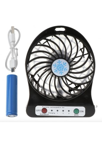 Портативний usb міні-вентилятор чорний для дому та офісу охолодний прилад з батареєю та шнуром USB ProDobro (365441233)