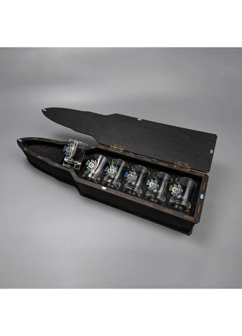 Подарочная стопка для водки 6 шт со вставками СБУ | Деревянная упаковка Handmade 225-001-051 (366889327)