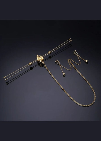 Зажимы для сосков с вибрацией Double Bar Vibration Nipple и клиторальная цепь, золотистые UPKO (328961969)