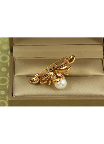 Брошь Жучок с двумя жемчужинами золотистая Xuping Jewelry (371644958)