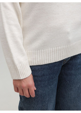 Молочный зимний свитер женский белый с v-образным вырезом джемпер Karon Пряма