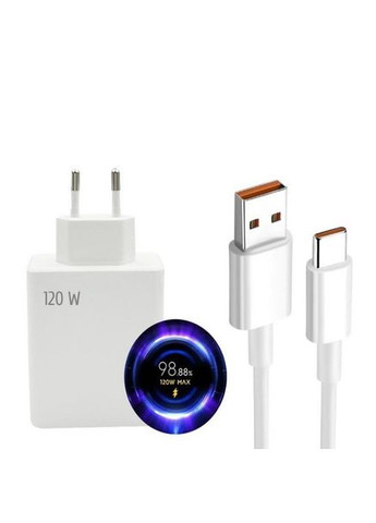 Зарядний пристрій 120W + кабель Type C (6A) MDY-12-EH Qualcomm QC3.0, QC4.0 Білий Xiaomi (336889899)