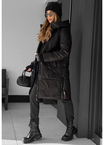 Чорна зимня жіноча куртка зимова FINO Mode