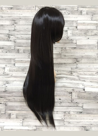 Перука жіноча пряма з косим чубчиком чорна довга 80см No Brand 3570 (321967451)