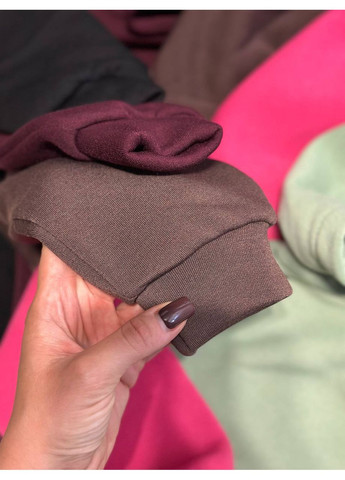 Темно-коричневий демісезонний костюм трендовий теплий штани палаццо та кофта на блискавці з капюшоном,трьохнитка на флісі Україна