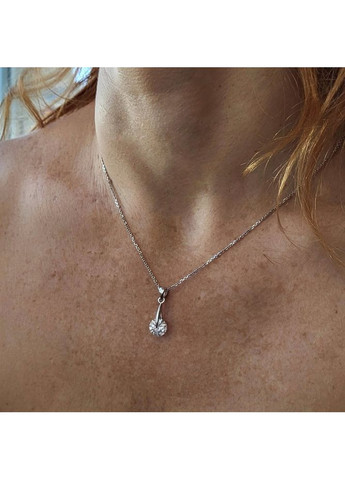 Серебряная подвеска Капелька с Белым Камнем серебро 925 пробы родированное 71318 1.59г No Brand (306742775)