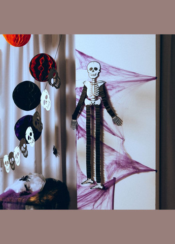 Скелет декорований Halloween картонний, 75 см, чорний () YES! Fun 974323 (337468750)
