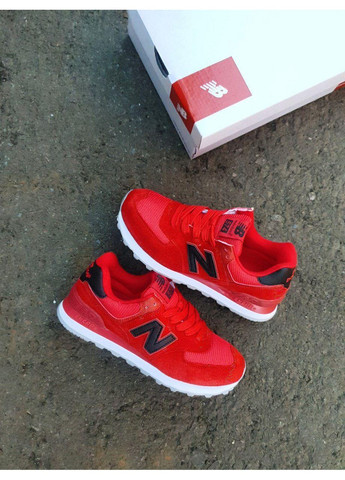 КРОСІВКИ ЖІНОЧІ NEW BALANCE 574 RED WHITE BLACK НЬЮ БЕЛАНС 574 No Brand чорні демісезони (367171372)