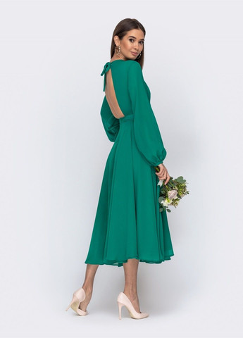 Зелена плаття з відкритою спиною і спідницею-сонце зелене Dressa
