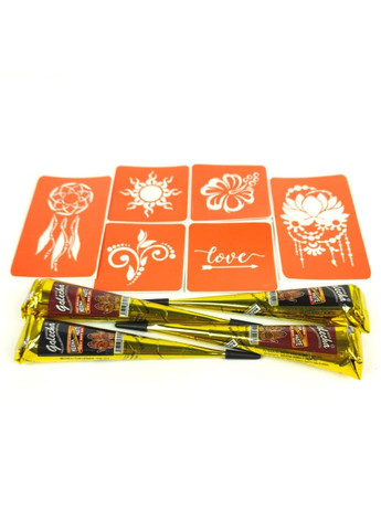 Набір хни з трафаретами для біо-тату №1 henna-set-01 No Brand (365638319)
