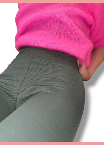 Лосины эластичные в рубчик женские с высоким широким поясом классические без утепления демисезон 99-101см No Brand Лосини в рубчик класичні без підкладки фуксія (342758758)