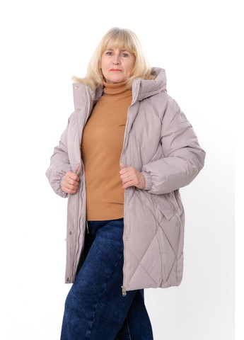 Світло-коричнева зимня зимова куртка жіноча подовжена плюс сайз з капюшоном (p-18513) Носи своє
