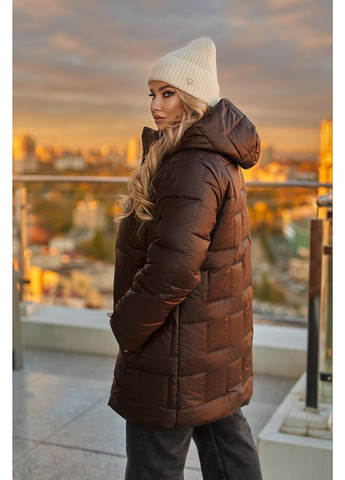 Коричневая зимняя ✨стильная женская теплая куртка прямого кроя замеры в описании✨ куртка-пальто Vione