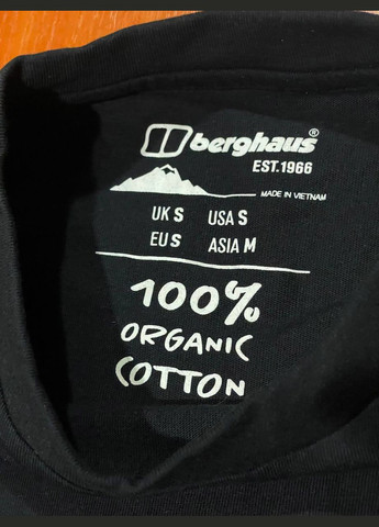 Чорна футболка майка з коротким рукавом Berghaus Mens Organic Front & Back Logo Tee - Black