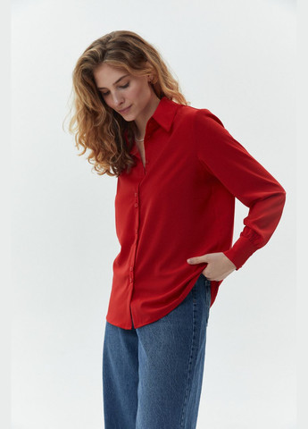 Червона демісезонна блуза жіноча базова червона mkaz6403-6 Modna KAZKA