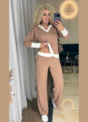 Удобный женский костюм двунитка + рубчик No Brand С1519-1518-2045/3 (347175954)