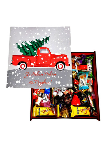 Подарунок №39/2 “Новорічний експрес ” 2кг (25х25х10см, у дерев'яній коробці) Унікальна цукерка (372656409)