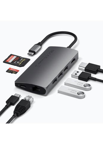 Хаб, Док-станиця, Концентратор Type-C Multi-Port Adapter 4K with Ethernet V2 Satechi (351371822)