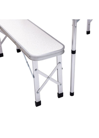 Комплект туристической мебели стол и 2 лавочки складные для пикника кемпинга дачи белые ProDobro (364190901)