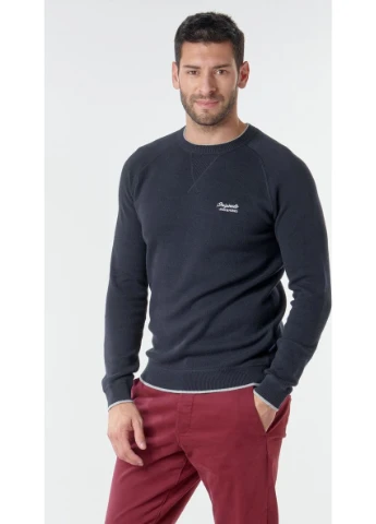 Комбинированный свитшот jorjoes knit crew neck 12175774 sky captain jackandamp;jones темно-синий 12175774skycaptain JACK&JONES (395633155)