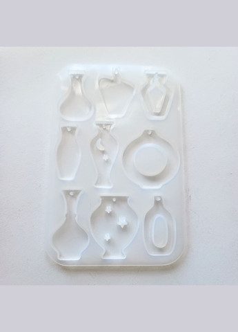 Силіконова форма Молд набір різних підвісок кулонів глечиків ваз Білий 135 мм x 88 мм x 5 мм Finding (316248263)
