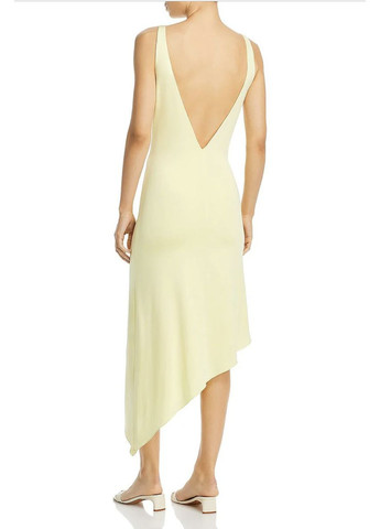 Світло-жовтий святковий, коктейльна, домашній, пляжна, карнавальний, відвертий, повсякденний, кежуал, вечірня стильна жовта сукня міді birger christensen сукня-комбінація, з відкритою спиною, а-силует, з відкритими плечима Remain