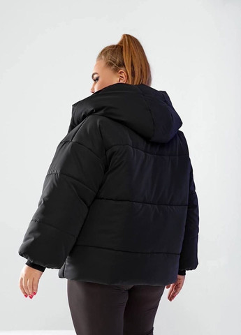 Черная демисезонная объемная теплая куртка No Brand
