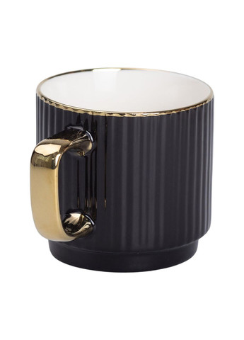 Чашка фарфоровая с золотым ободком и золотой ручкой 300 (мл) Черная RX-N231129B No Brand (353504424)