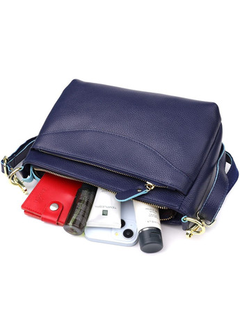 Сумка крос-боді через плече жіноча з натуральної шкіри середня Синій 38279 Vintage (355245163)