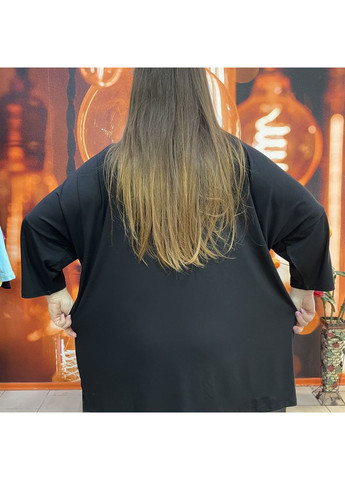 Туніка жіноча віскоза оверсайз стрази рукав 7/8 розрізи по боках 54 чорна No Brand (361200744)