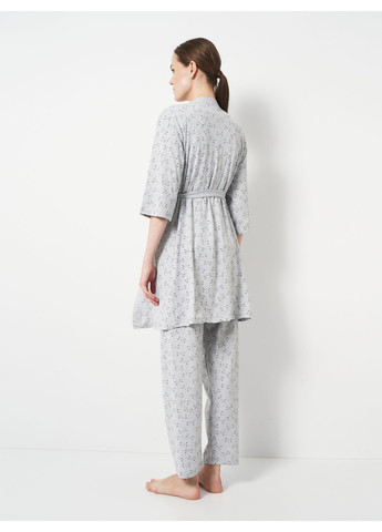 Серый демисезонный комплект для беременных и кормящих (футболка, брюки, халат) Cotpark