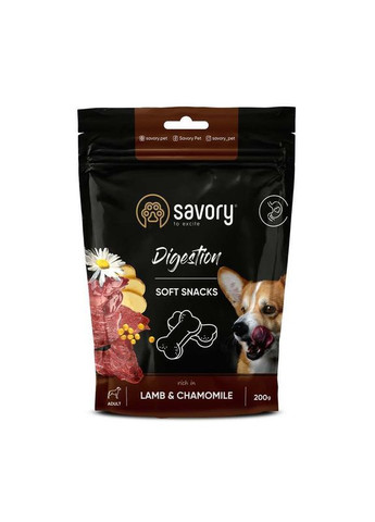Лакомство для собак Soft Snacks Digestion Lamb & Chamomile с ягненком и ромашкой,200г Savory (293408377)