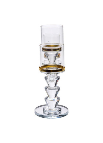 Канделябр на 3 свічки 23×9×23.5 см підсвічник скляний декоративний із золотою окантовкою HP-4-35 Yiwu (369142704)