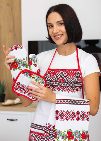 Кухонний набір "Буковина" (червона) 4 предмета Homedec - (349442446)